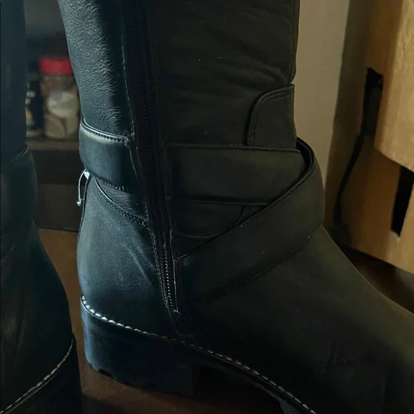 Marc Fisher Black Leather Moto Boots - Picture 8 of 9